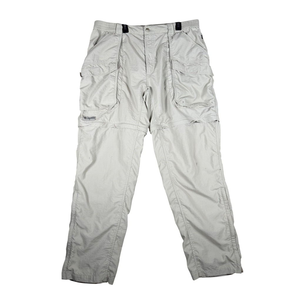 Columbia GRT Mens L Convertible Cargo Pants Khaki Nylon Zip Off Hiking Shorts